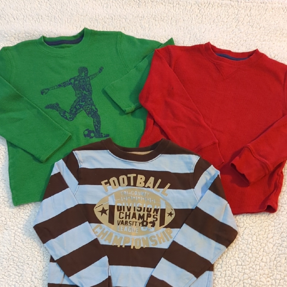 Jumping Beans Green, Red, and Brown Striped Long Sleeve Tees